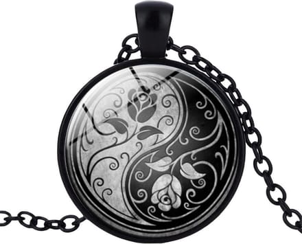 Fako Bijoux® - Ketting - Cabochon - Yin Yang - Zwart