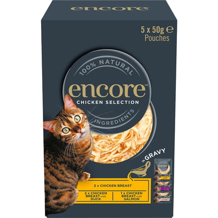 5x 50g Encore Cat Gravy Zakjes Mix Kip selectie (3 Sorten) Katten Natvoer