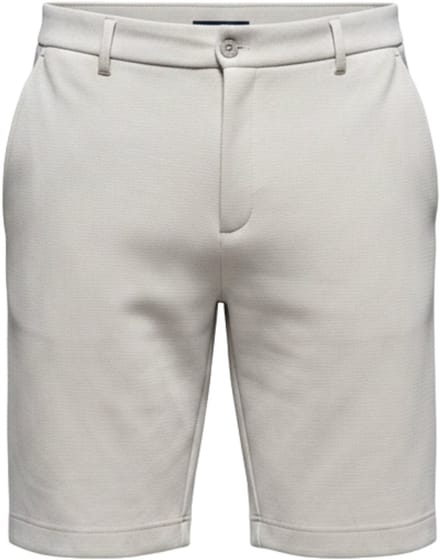 OMBRE Korte Broek - Slim Fit - Katoen - Knopen Lichtgrijs Gemêleerd L