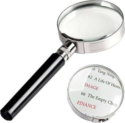Vergrootglas Magnifier - klassiek - 90 mm - Glas - Metaal