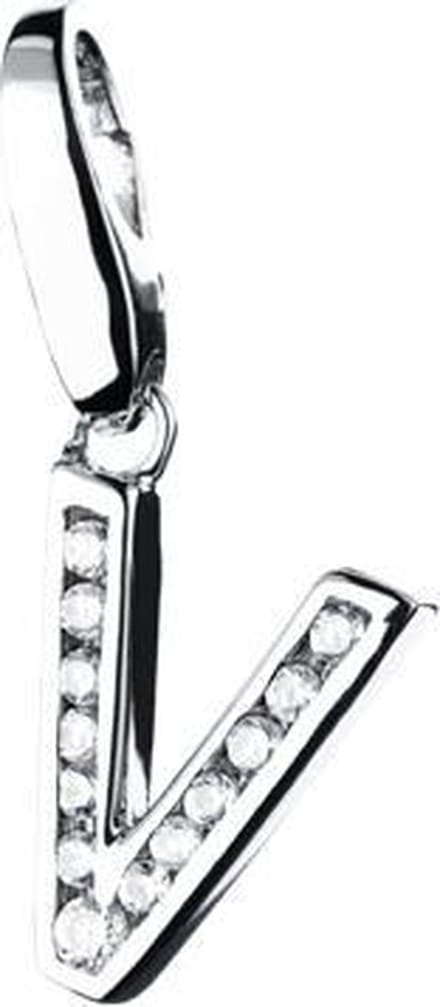 Charm | bedel | zilver | letter | V | zirkonia