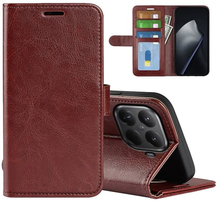MobyDefend Hoesje - Geschikt voor Xiaomi 17T - Wallet Book Case (Sluiting Achterkant) - Bruin