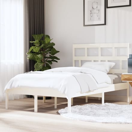vidaXL - Bedframe - massief - grenenhout - wit - 140x200 - cm