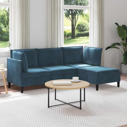 vidaXL - Woonkamer - Meubelset - 4 - st - Blauw - Fluweel