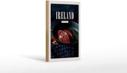Holzschild Reise 12x18 cm Irland Steak angebraten Pfeffer