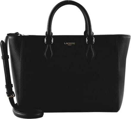 LACOSTE Leren handtas schoudertas Top Handle Bag Noir zwart