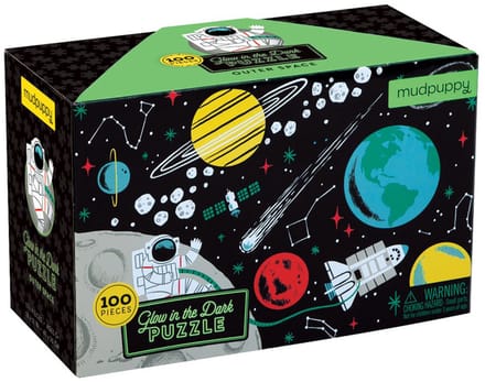 MUDPUPPY Glow In The Dark Puzzel - Ruimte - 45X30Cm - 100 Stukjes - 5 Jaar
