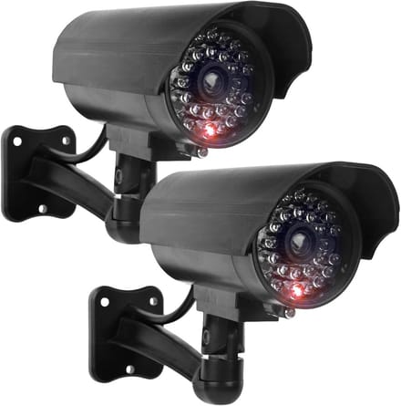 2x Dummy Buiten & Binnen Beveiligingscamera met Knipperende LED | Nep CCTV Camera Zwart