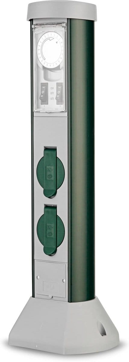 Tuin Socket - Buiten Stopcontact - Automatisch Schakelen - Geïntegreerde Timer - 50 cm Hoog - Groen
