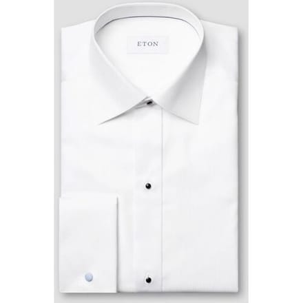 Eton Overhemd Fine Striped Bib Evening Piqué Wit / male