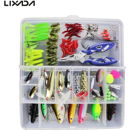 Lixada 73/101/132/232PCS Visgerei Tuig Gemengd Harde Aas Zachte Aas Visaccessoires 101pcs gray