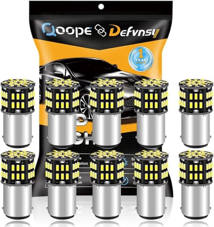 Pack van 10 Witte 6500K 1142 BA15D LED Lampen 3014 54-SMD 12V voor Interieur Verlichting