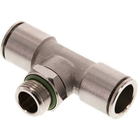 14mm x G3/8'' inline T-stuk Messing Insteekfitting Buitendraad Draaibaar FKM