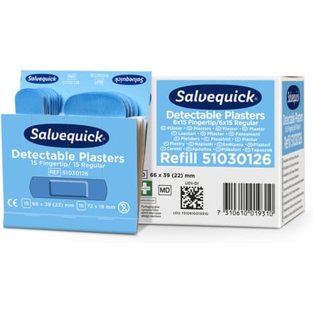 Pleisters Salvequick blauw detectabel mix 6x 30 stuks