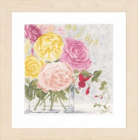 Telpakket kit Pastelbloemen in vaas  - Lanarte - PN-0155030