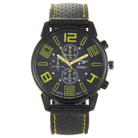 Fako® - Herenhorloge - Pinbo - GT Deluxe - Geel