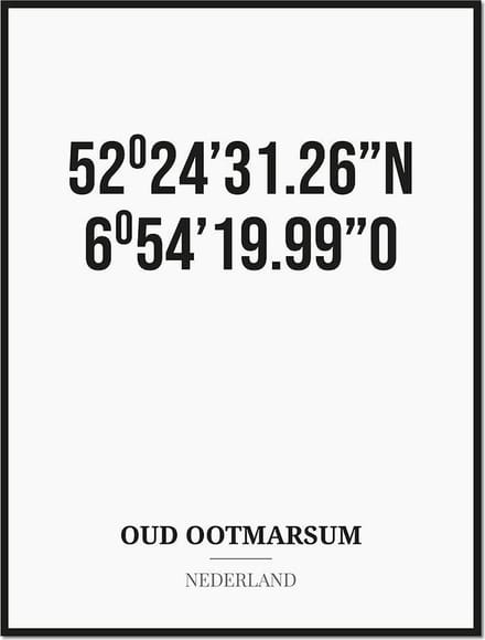Poster/kaart OUD OOTMARSUM met coördinaten