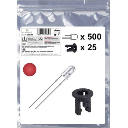 Quadrios 25O219 LED-assortiment Rood Rond 3 mm 2500 mcd 20 mA 2.0 V