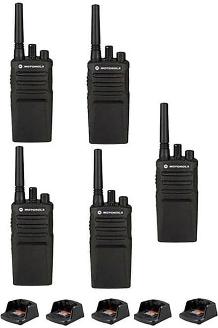 Set van 5 Motorola XT420 UHF IP55 PMR446 Portofoon met laders