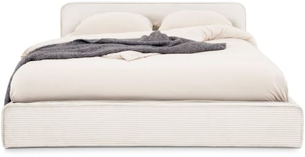 Gestoffeerd bed CURSIO 140x200 cm met lattenbodem – crèmewit