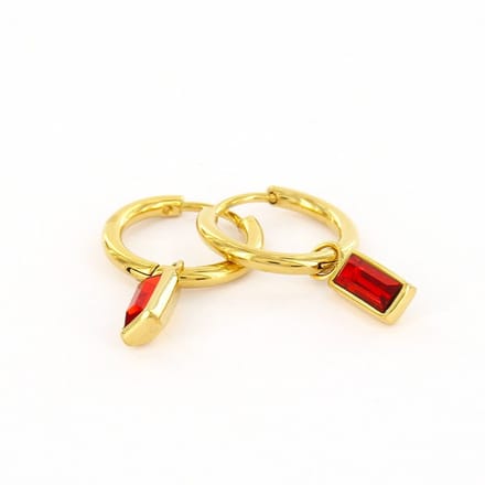 Kalli Oorhangers Ovaal goud Zirkonia Rood