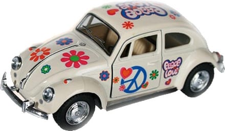 Volkswagen Kever Modelauto - Wit - Metaal - Flower Power Edition