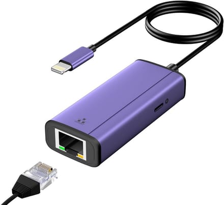 Ethernet Adapter - Netwerk Oplader - Stabiel Internet - 2-in-1 Functie - 50cm Koord - Wit