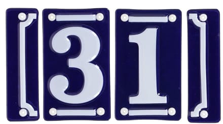Best for Boots huisnummer 31 met sierrand - Oudhollands - emaille - blauw/wit