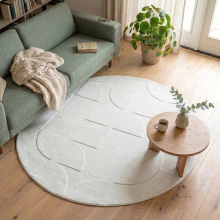 Fraai Rond Scandinavisch vloerkleed - Charm Circles Wit - Ø 160cm