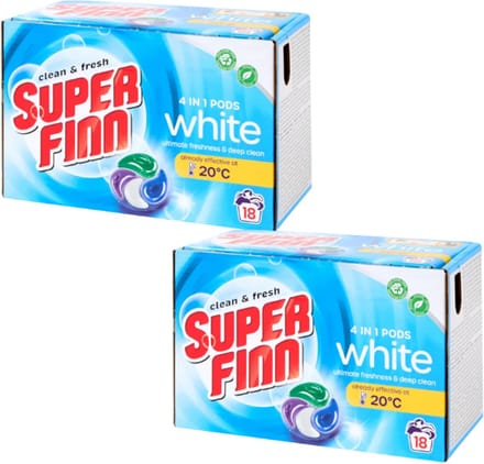 Superfinn 4-in-1 pods White 18 wasbeurten X2