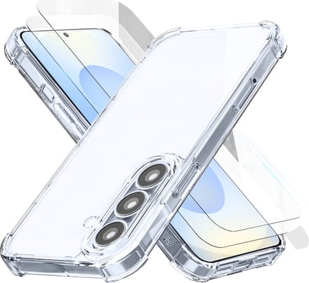 Hoesje geschikt voor Samsung S25 Plus Transparant - 2x screenprotector - beschermglas screen protector- Anti Shock case