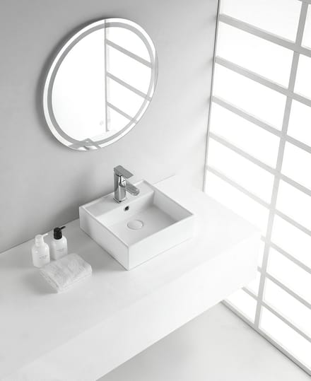 Wiesbaden Larx Waskom 38,5 x 38,5 x 13 cm - Keramiek Glans Wit