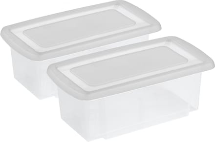 Sunware 2x stuks opslagbox kunststof 7 liter transparant 38 x 21 x 14 cm met afsluitbare deksel