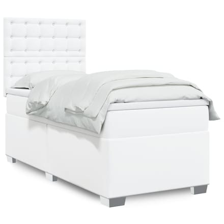 vidaXL - Boxspring - met - matras - kunstleer - wit - 100x200 - cm