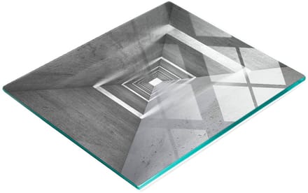 Serveerplank van gehard glas met betonmotief, 60x52 cm