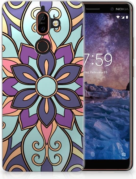 Nokia 7 Plus TPU Case Purple Flower