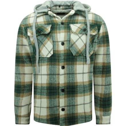 Jassen Heren - Houthakkers Jas - Tussenjas Heren Lumberjacket Heren met Capuchon - 7091 - Groen