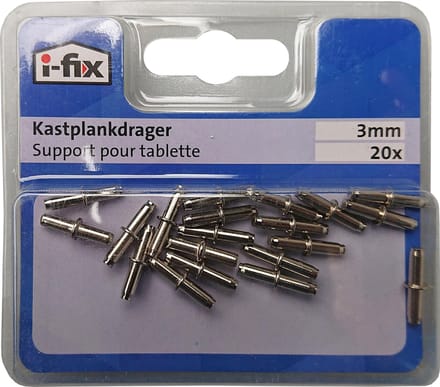 I-FIX kastplankdrager 3mm verchroomd staal | 20 stuks