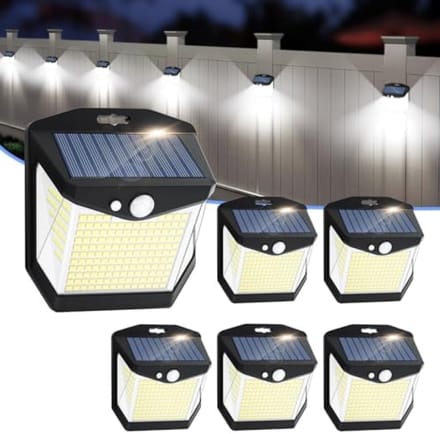 Zonne-energie buitenlampen set van 6 stuks met bewegingsdetector