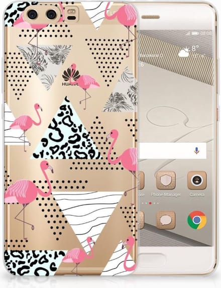 Huawei P10 Plus TPU Hoesje Flamingo Triangle