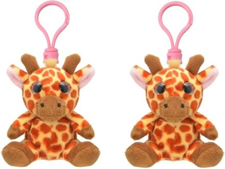 Sleutelhanger Pluche giraf - 2x - knuffel sleutelhanger - 9 cm - dieren knuffel