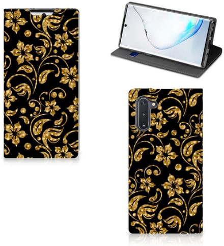 Samsung Galaxy Note 10 Smart Cover Gouden Bloemen