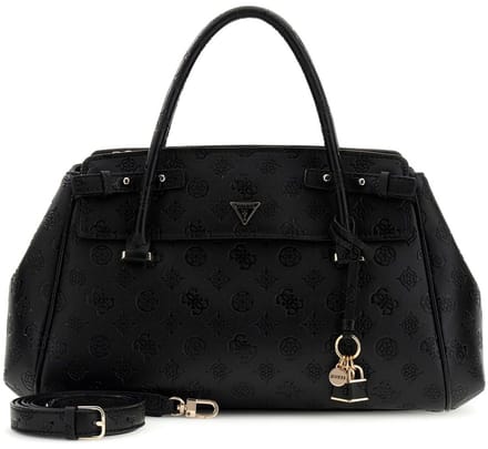 GUESS handtas schoudertas Diana 3 Compartment Satchel Black Logo zwart