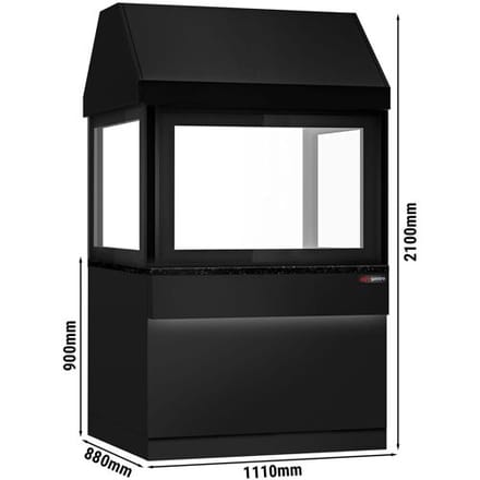 GGM Gastro Gasgrill TORONTO - 1100mm - schwarze Front - schwarze Granit-Arbeitsplatte - Hitzeschutzglas