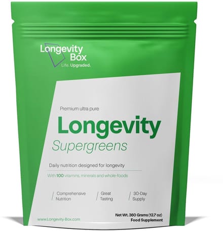 Longevity Box Super Greens superfood groenpoeder 100 ingrediënten 300 g