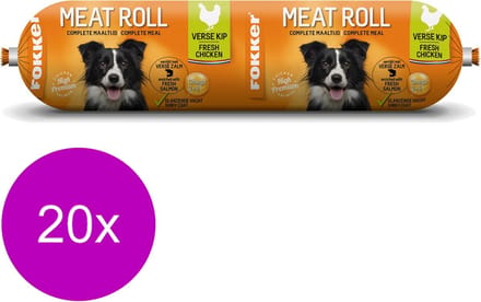 Fokker Meatroll - Hondenvoer - 20 x Kip Zalm 800 g
