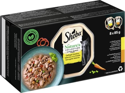 Kattenvoer Sheba Nature's Collection Poultry Flavors Kip Pauw 8 x 85 g