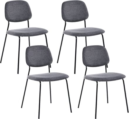 RILEY - Set van 4 eetkamerstoelen - Grijs - Polyester