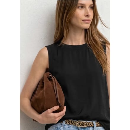 Blousetop met ronde hals en banddetail