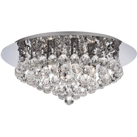 Searchlight Plafondlamp Hanna chroom glazen kristallen bollen